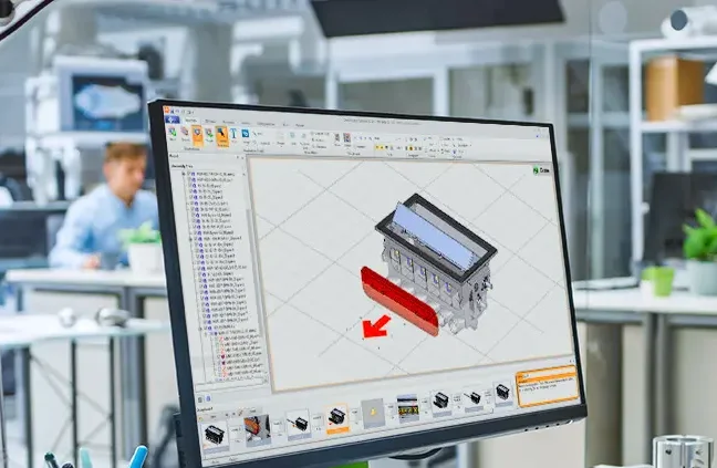 Een ingenieur die aan een 3d model werkt