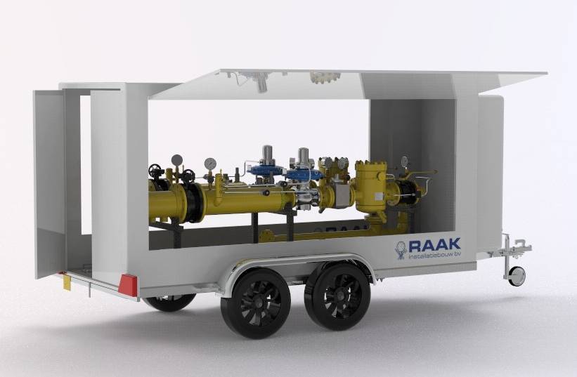 3D render Raak aanhanger met gasinstallatie