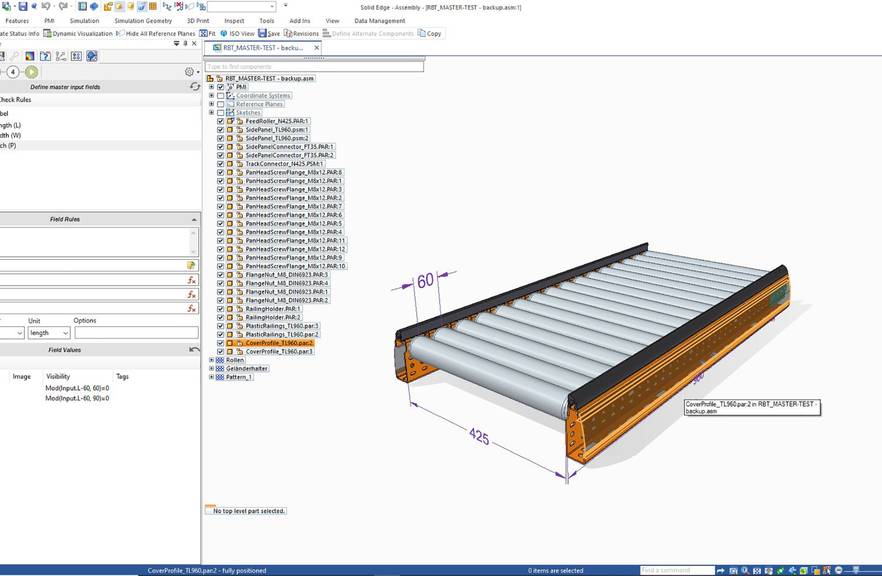 Screenshot van Solid Edge Design automation
