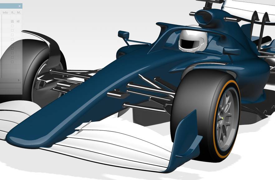 dubbelgekromde vlakken raceauto design